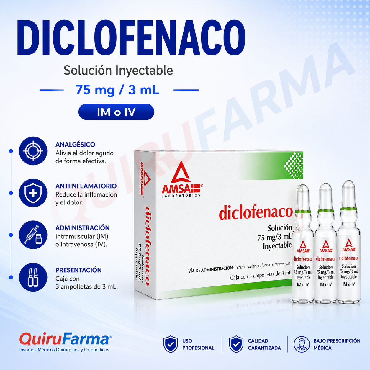 Diclofenaco Solución Inyectable 75 mg/3 mL