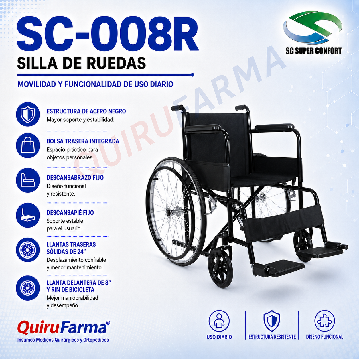 Silla de Ruedas de Acero SC-008R