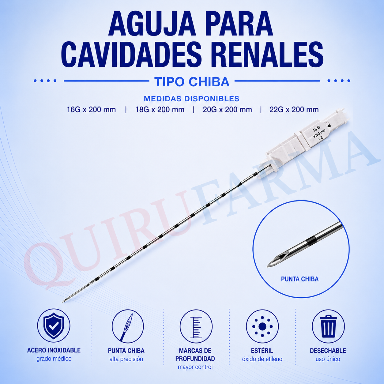 Aguja para Cavidades Renales Tipo Chiba