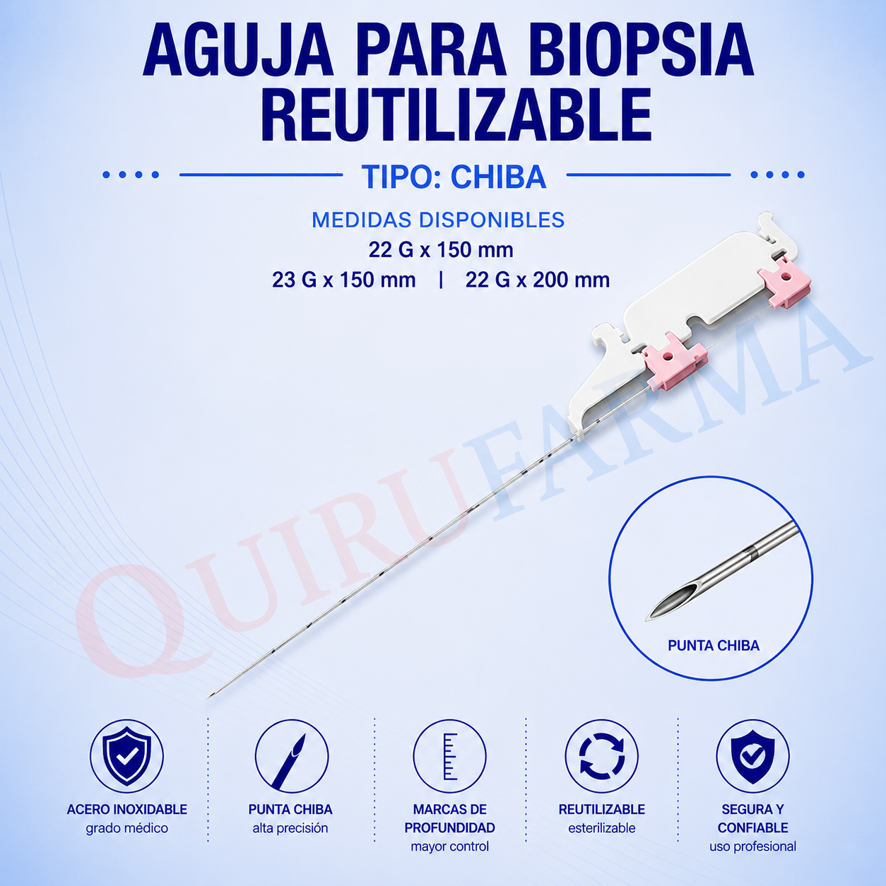 Aguja de Biopsia Reutilizable Tipo Chiba