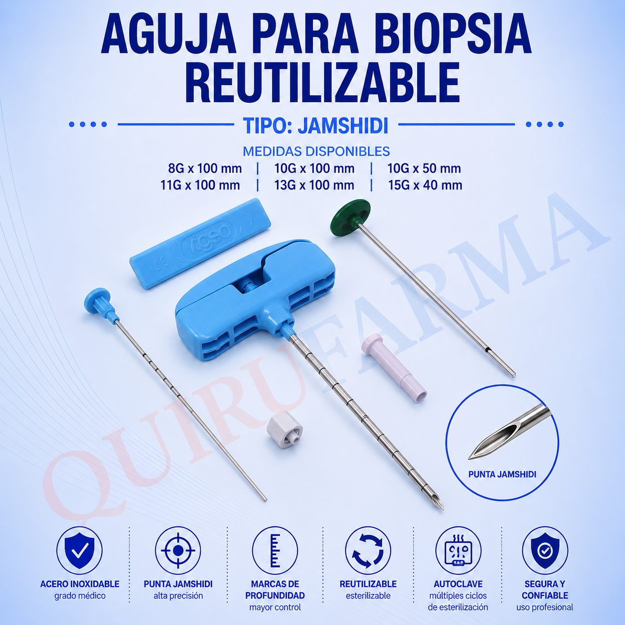 Aguja de Biopsia Ósea Reutilizable Tipo Jamshidi