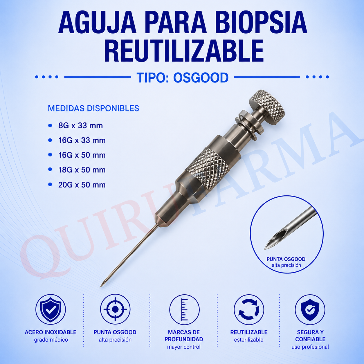 Aguja para Biopsia Reutilizable Tipo Osgood