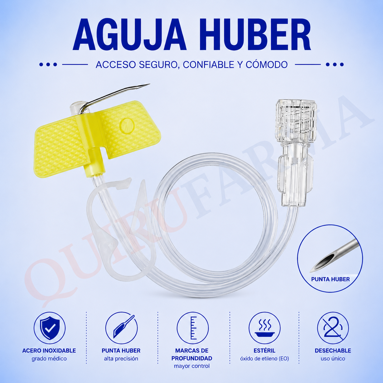 Aguja Huber de Seguridad con Extensión