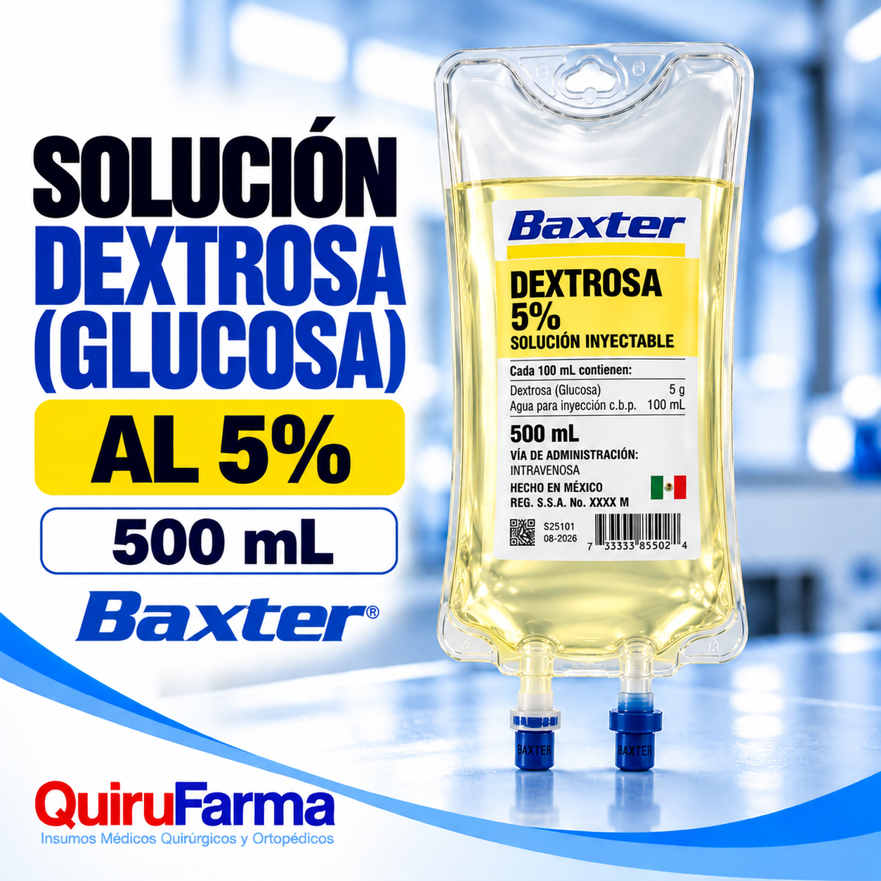 Solución Dextrosa (Glucosa) al 5% Baxter 500 ml