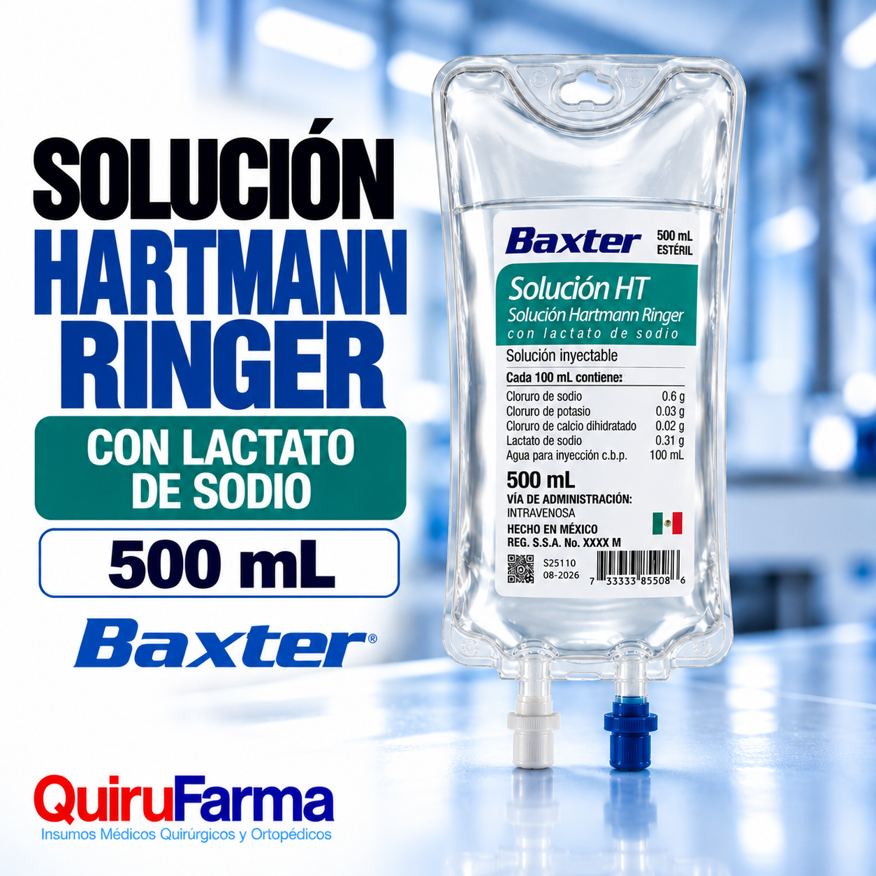 Solución Hartmann Ringer con Lactato de Sodio Baxter 500 ml
