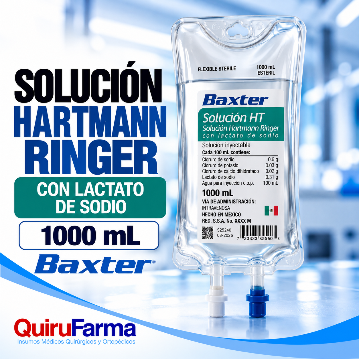 Solución Hartmann Ringer con Lactato de Sodio Baxter 1000 ml