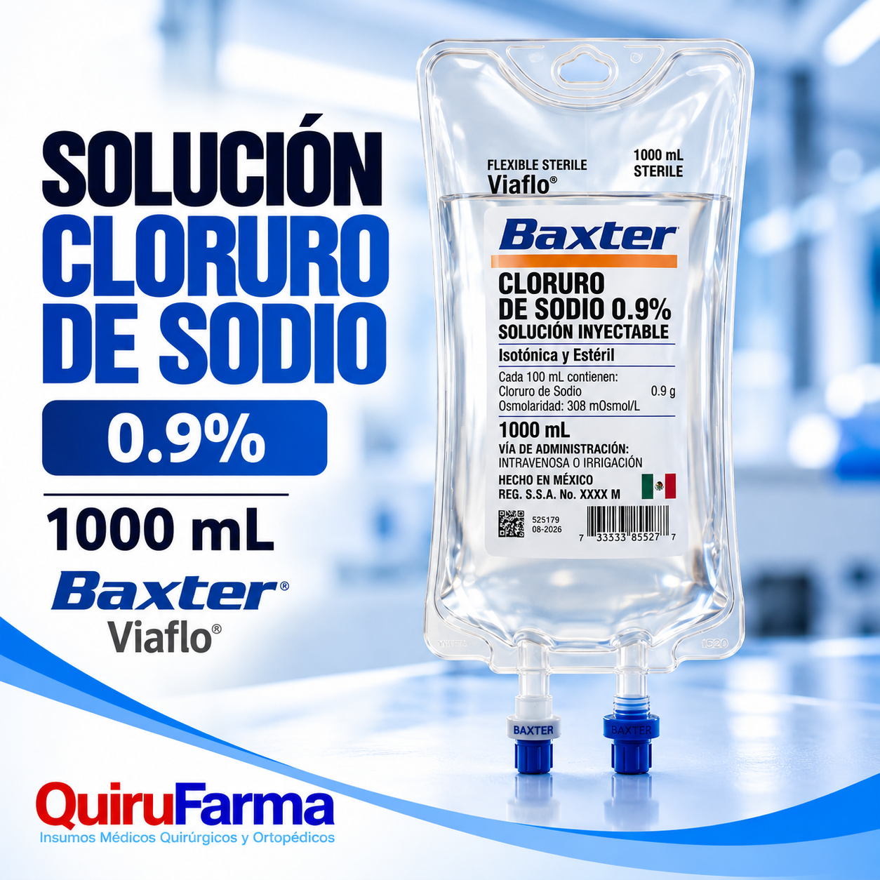 Solución Cloruro de Sodio 0.9% Baxter 1000 ml