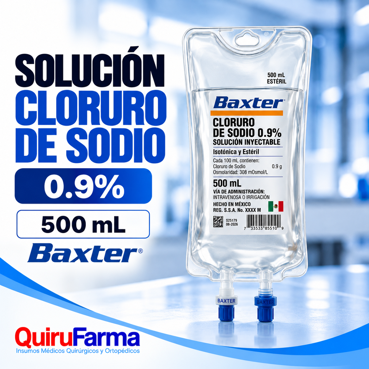 Solución Cloruro de Sodio 0.9% Baxter 500 ml